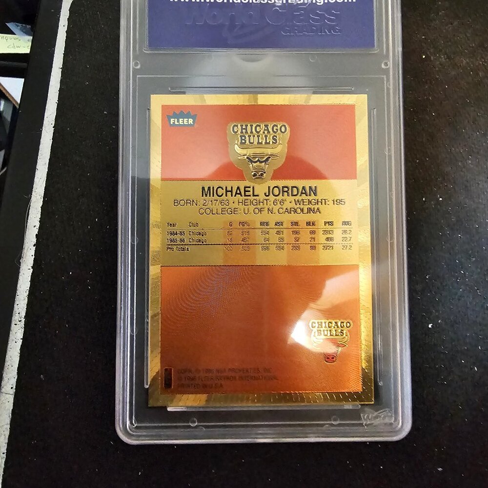 1996 MICHAEL JORDAN FLEER RC 10th annivers. REFRACTOR GOLD GEM mint 10 - Picture 2 of 7